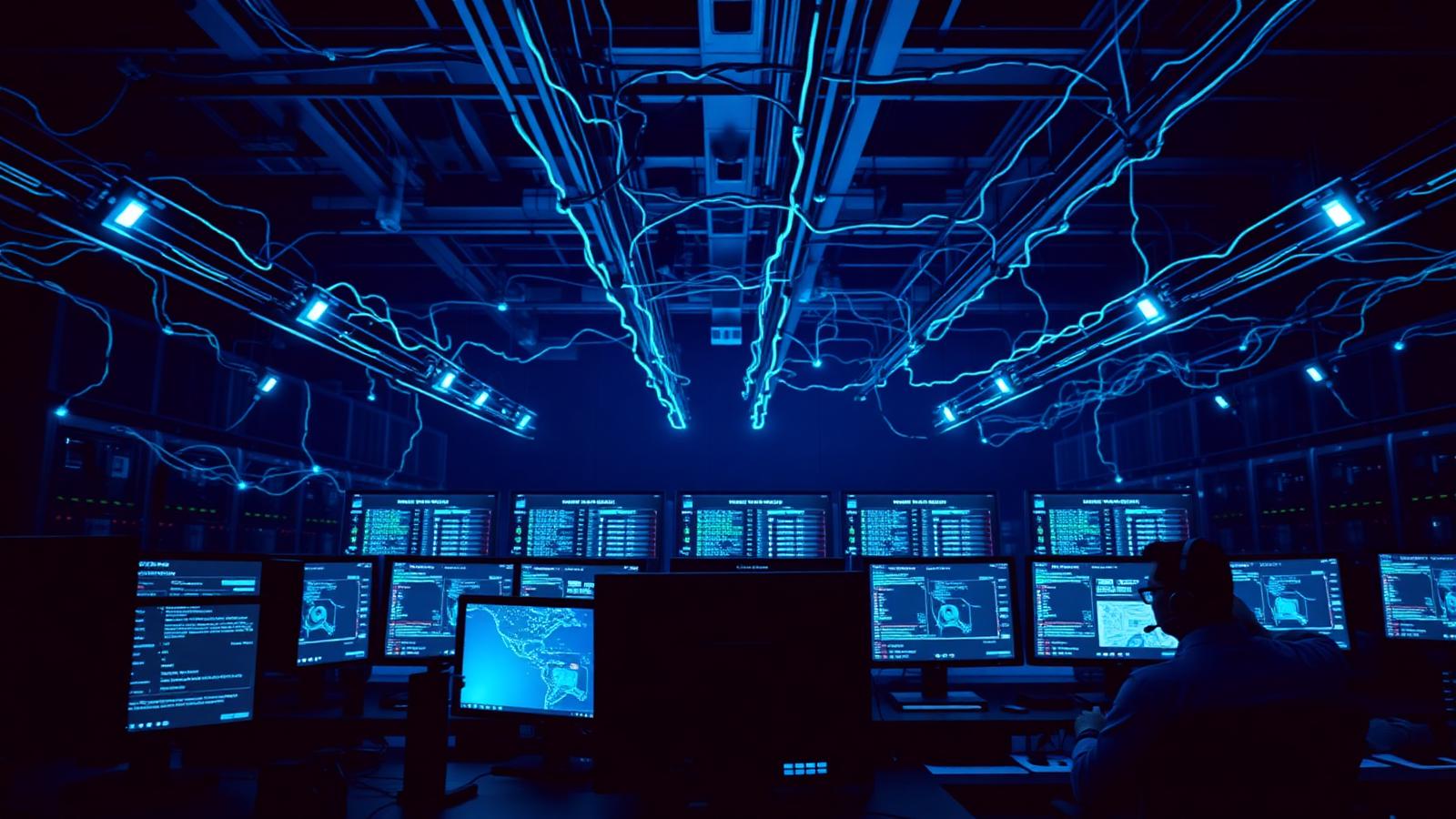 IT support team monitoring systems and helping clients